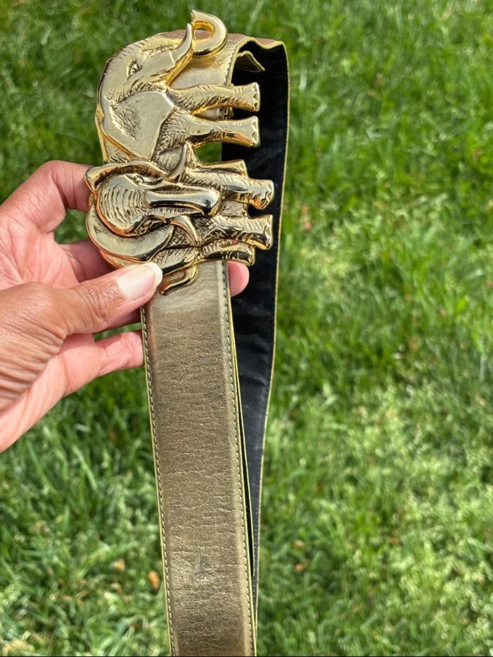 Vintage Gold Elephant Buckle Belt - Picture 6 of 13